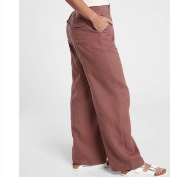 ATHLETA CABO RETREAT LINEN PANTS IN HEARTH ROSE SIZE 4P - Picture 1 of 11